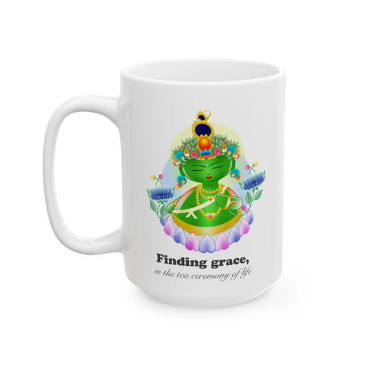 Green Tara Baby Buddha with mantra Ceramic Mug