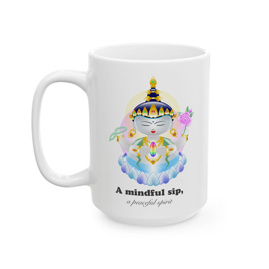 Avalokiteshvara Baby Buddha with mantra Ceramic Mug