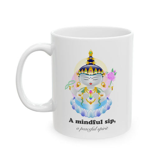 Avalokiteshvara Baby Buddha with mantra Ceramic Mug