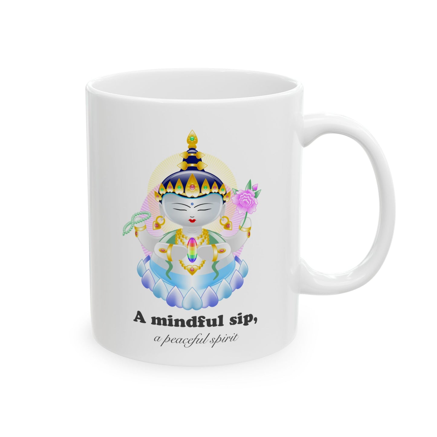 Avalokiteshvara Baby Buddha with mantra Ceramic Mug