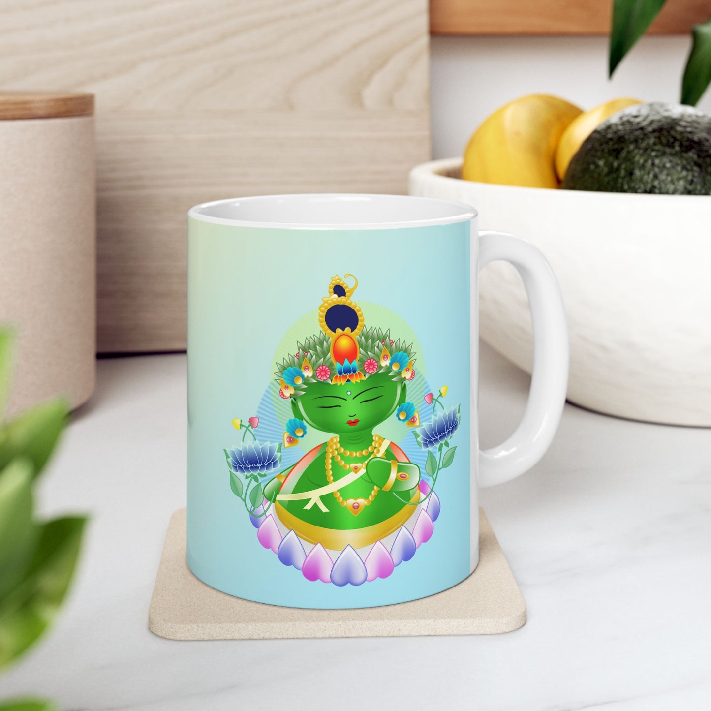 Green Tara Baby Buddha Ceramic Mug