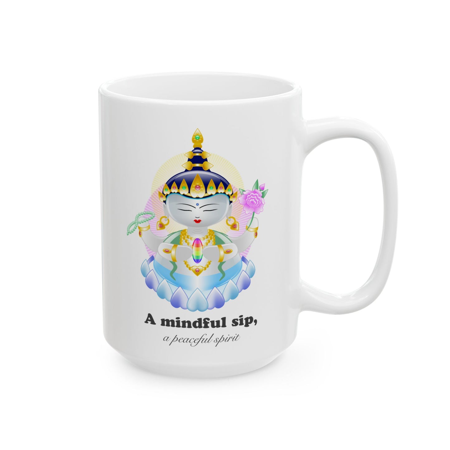 Avalokiteshvara Baby Buddha with mantra Ceramic Mug