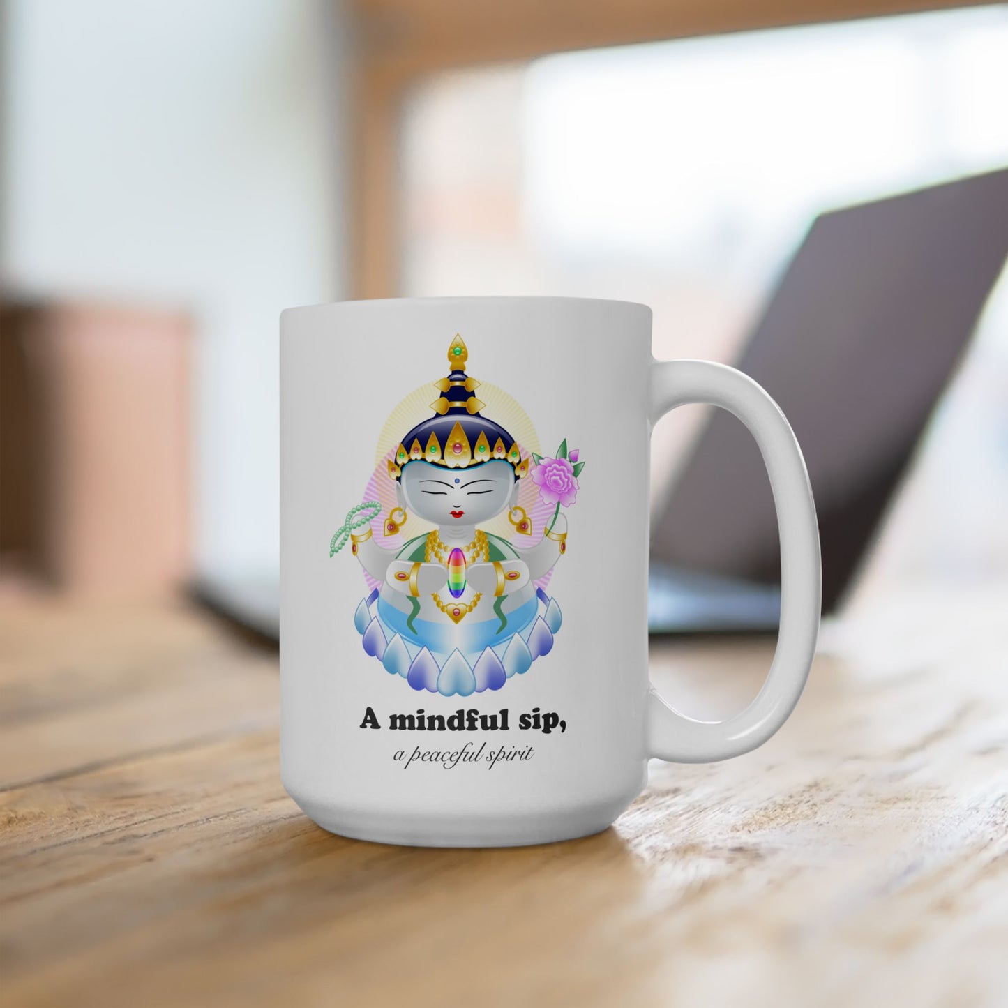 Avalokiteshvara Baby Buddha with mantra Ceramic Mug