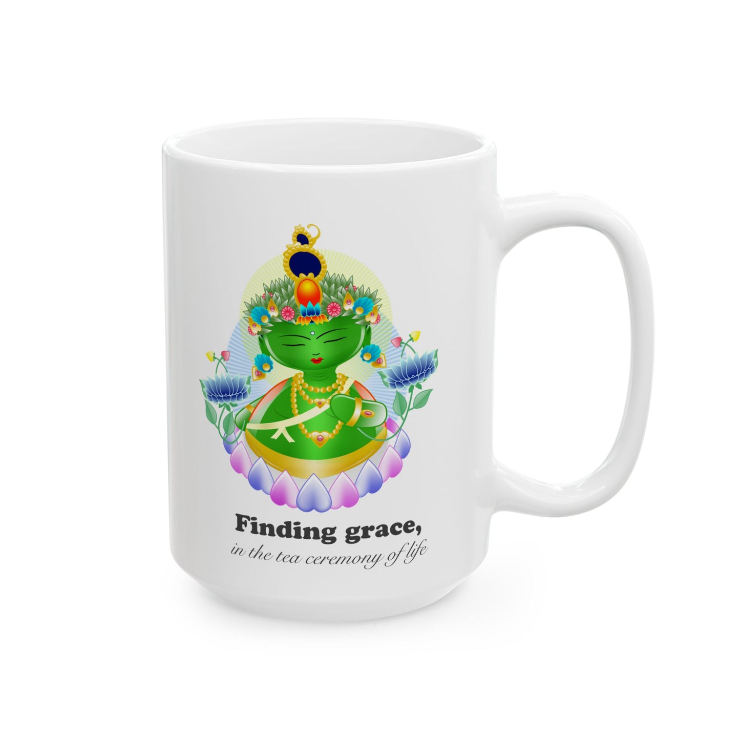 Green Tara Baby Buddha with mantra Ceramic Mug