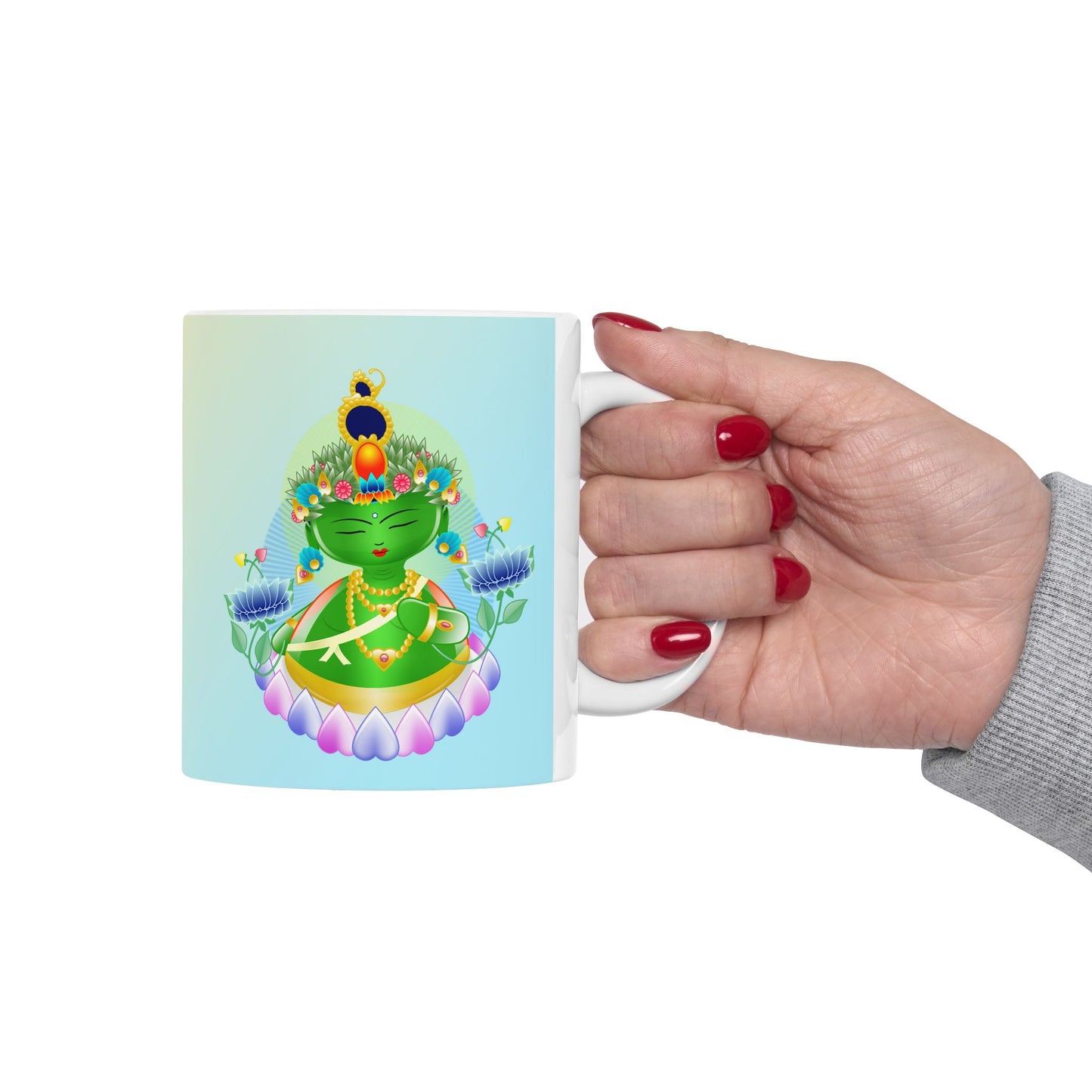 Green Tara Baby Buddha Ceramic Mug